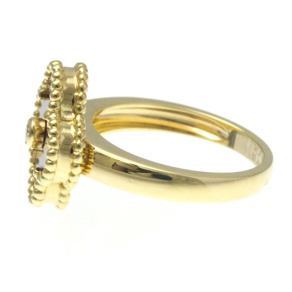 VAN CLEEF & ARPELS Vintage Alhambra Yellow Gold Carnelian Diamond Ring Size 6.25 - Picture 2 of 10